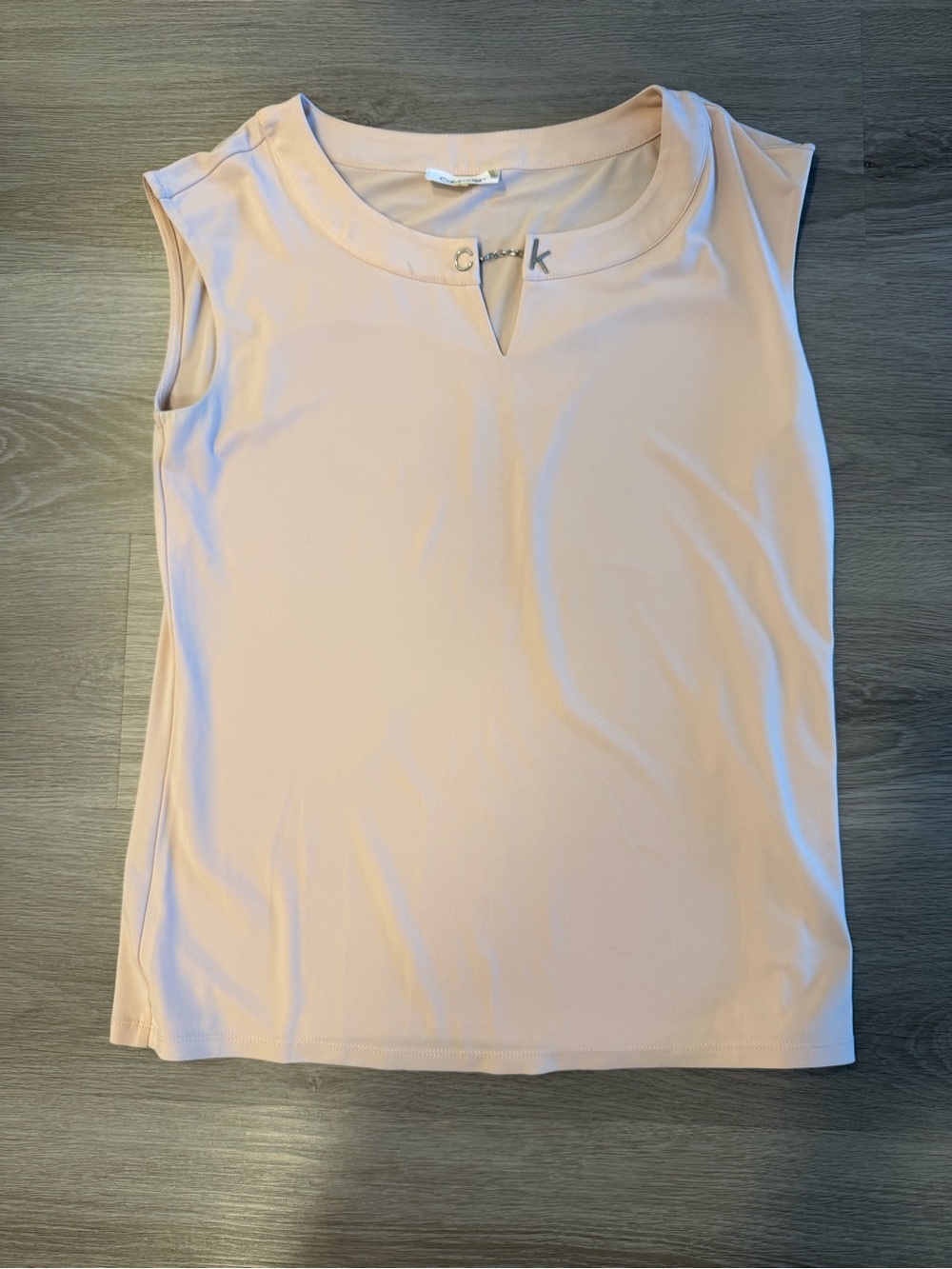 Calvin Klein Blush Pink Sleeveless Top with CK Hardware